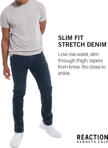 Miniatura 4 de Kenneth Cole REACTION Jeans ajustados para hombre, jeans elásticos de 2 vías para hombre, corte ajustado, jeans de 5 bolsillos para hombre