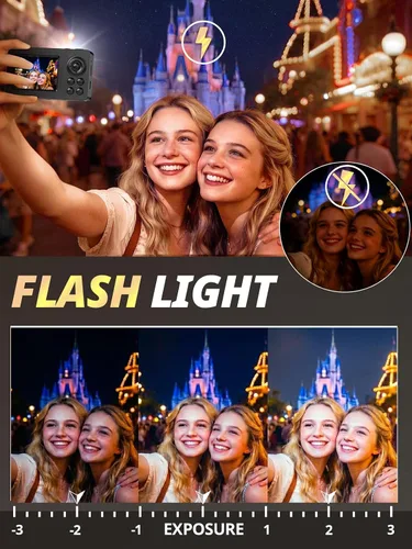 Miniatura 6 de Cámara digital 4K de 64 MP, mini cámaras compactas con zoom de 18X, antivibración, tarjeta de 32 GB, cámaras de viaje portátiles de enfoque
