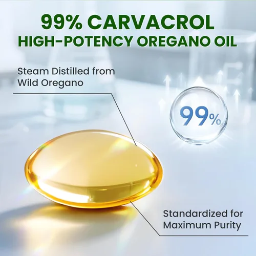 Miniatura 3 de Aceite de orégano 5 en 1 con aceite de semilla negra, 99% Carvacrol Thymoquinone 320 cápsulas de aceite de orégano orgánico, vitamina