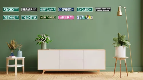 Miniatura 7 de Letrero de calle Adhd Ave Retro Decoración de pared divertida, letreros de metal de estaño de la temporada de otoño, tema de terror, humor