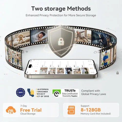 Miniatura 7 de Dzees Cámaras de seguridad PTZ WiFi 360° inalámbricas para exteriores, cámara de seguridad para el hogar de 2K alimentada por batería para 1 paquete