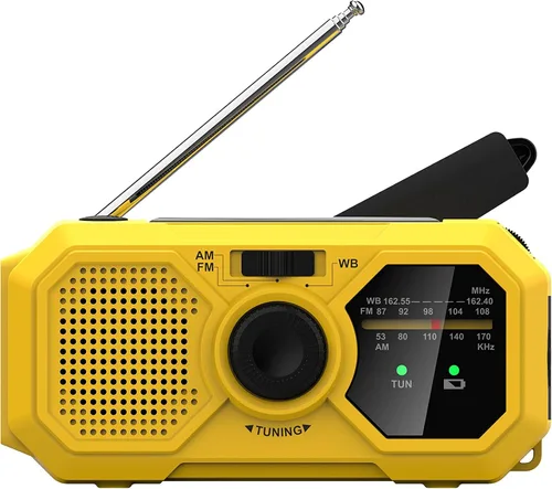 Miniatura 6 de Kaito V5 Radio de emergencia – Panel solar y manivela – Linterna LED – Radio meteorológica Voyager Mini NOAA – Radio AM/FM Batería recargable (negro)