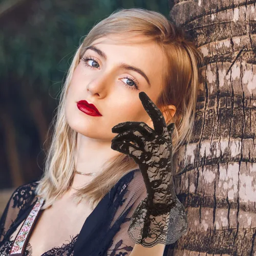 Miniatura 6 de ASTER Guantes de encaje para mujer, guantes de novia con bloqueo solar, para fiesta de noche, boda, fiesta de té, graduación, Halloween, cosplay