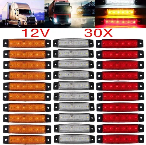 Luces LED de marcador lateral ámbar blanco, rojo, 6 LED 2835 SMD lámparas de liquidación para camión, remolque, caravana, camioneta, tractor,