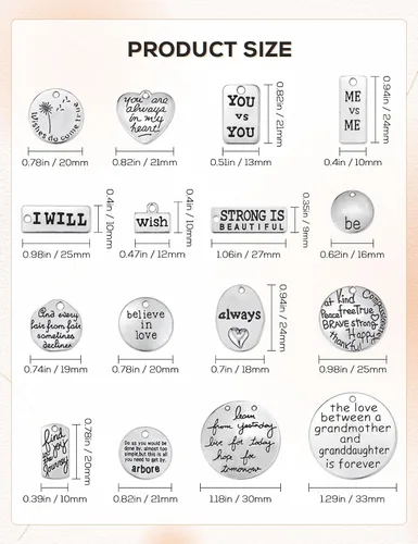 Miniatura 2 de JIALEEY Dijes motivacionales, al por mayor, lotes a granel, colgantes de mensaje inspirador para manualidades, accesorios para hacer joyas