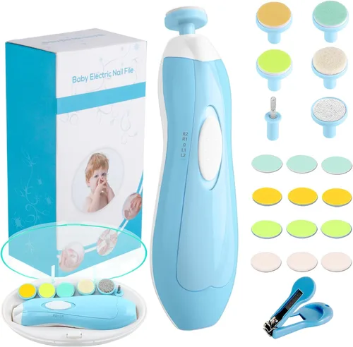 Cortauñas Eléctrico para Bebés Lima de Uñas Cortauñas para Bebé, Kit de Lima Lijadora de Uñas Segura 20 en 1 para Recién Nacidos Bebés Niños