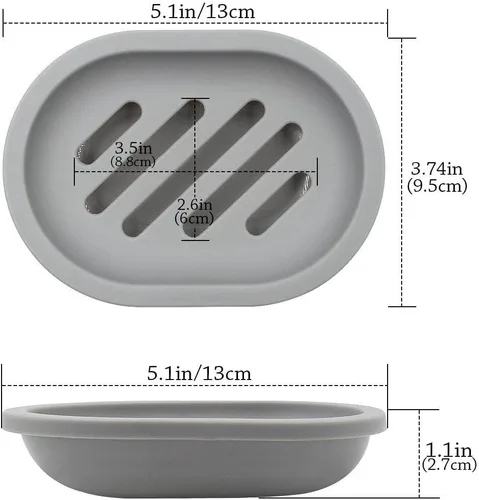 Miniatura 4 de Topsky - Juego de 4 jaboneras con escurridor, soporte para jabón, ahorro de jabón, fácil limpieza, secado, evita que el jabón se ablande (Gris)