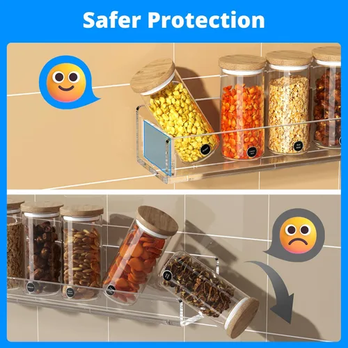 Miniatura 4 de NIUBEE Organizador de especias montado en la pared, paquete de 3 soportes de almacenamiento de especias de acrílico transparente, organizador