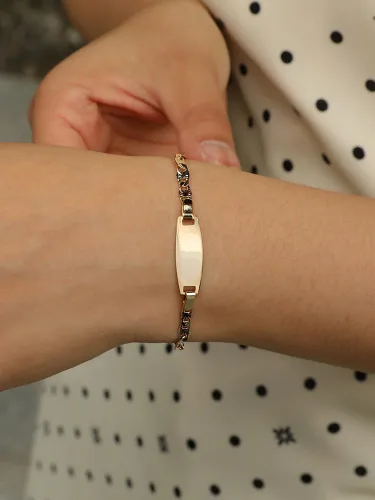 Miniatura 110 de Pulsera de barra para bebé: chapado en oro de 18 quilates, pulsera con placa de identificación personalizada para niños pequeños de mamá, nombre