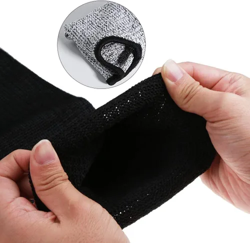 Miniatura 3 de 5 pares de mangas protectoras para brazos, protección de nivel 5 resistente a cortes con orificio para el pulgar (negro)