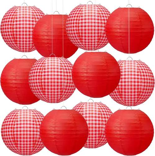 Miniatura 14 de Honoson 12 linternas de papel de composición para el regreso a clases, decoraciones de fiesta colgantes redondas de 10 pulgadas para aula, oficina