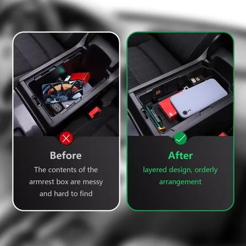 Miniatura 2 de HORRY Caja de almacenamiento para reposabrazos para Honda 2022 2023 Civic Hatchback/Sedan con consola central CVT, bandeja organizadora de bandeja