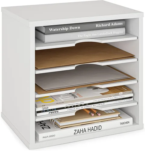 Miniatura 12 de Ballucci Organizador de archivos, clasificador de papel, estantes ajustables de 5 niveles, organizador de escritorio de oficina, 13 5/8 x 9 1/4 x 12