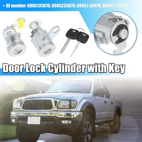 Miniatura 2 de X AUTOHAUX Juego de cilindros para cerradura de puerta con 2 llaves para Toyota Tacoma 1995-2004 DL-107 DL108R Juego