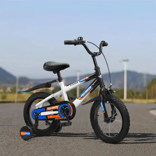 Miniatura 7 de Bicicleta infantil de 12/14/16 pulgadas para niños pequeños de 3 a 8 años, neumáticos antideslizantes seguros, ruedas de entrenamiento extraíbles