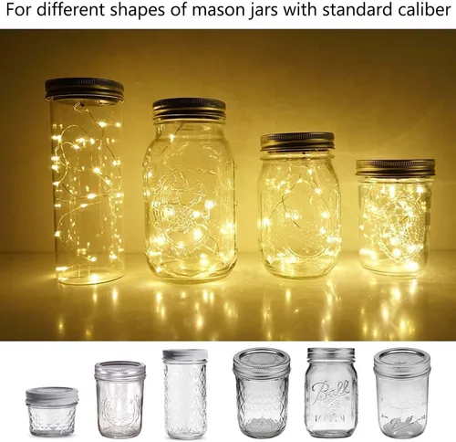 Miniatura 7 de Luces solares para tarros de masón, paquete de 8 tiras de luces impermeables con 8 ganchos para patio, jardín, fiesta, boda, decoración de Navidad