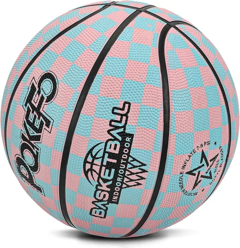 Miniatura 7 de Baloncesto para niños y jóvenes tamaño 5 (27.5") de goma premium para interiores y exteriores para niños y niñas, impermeable para juegos en el Azul