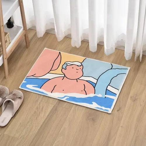 Miniatura 7 de Alfombra de baño de aguas termales, alfombra de anime japonés para baño, tapete antideslizante absorbente de agua, alfombras de baño de microfibra
