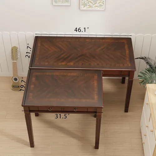 Miniatura 4 de Escritorio pequeño con 2 cajones de almacenamiento, escritorios de oficina en casa de 31.5 pulgadas, elegantes escritorios de madera con patas