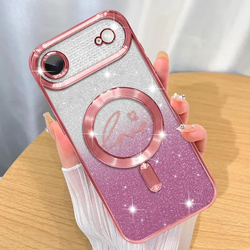 Miniatura 63 de ZIYE Funda Magnética Diseñada para iPhone 11 Funda con Purpurina Plateado de Lujo Corazón de Amor Compatible con MagSafe Funda Transparente