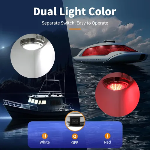 Miniatura 5 de RVZONE Luz de cúpula de barco marino de 12 V LED luces marinas interior con interruptor de palanca 7 "LED Iluminación de cabina de barco con montaje