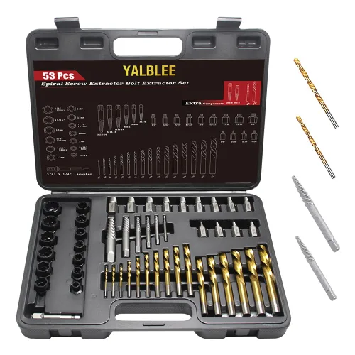 Miniatura 9 de Juego de 39 piezas de extractores de tornillos y brocas de taladro de rotación izquierda, juego de extractores de tornillos Easy Out con brocas