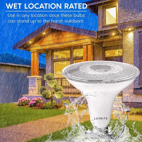 Miniatura 2 de LUXRITE Paquete de 6 bombillas LED PAR38 para exteriores, equivalente a 120 W, 1250 lúmenes, 2700 K blanco cálido, 15 W regulable, foco