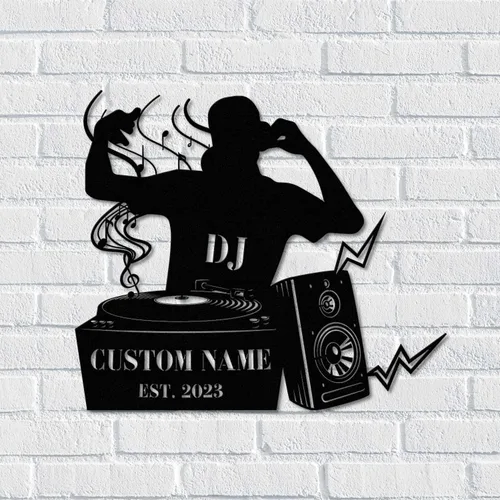 Miniatura 4 de Letrero de pared personalizado con nombre de reproductor de DJ con luz LED, luz LED DJ, regalo de DJ personalizado, decoración de pared con nombre