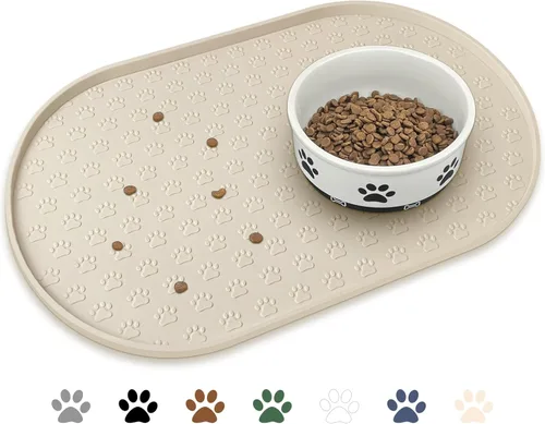 KPWACD Alfombrilla de alimentación para perros y gatos, alfombrilla de silicona antideslizante y resistente al agua para cuencos, tapetes para