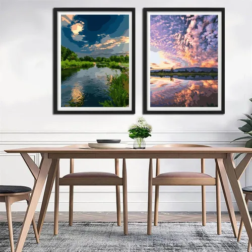 Miniatura 2 de Kit de pintura por números para adultos principiantes, paquete de 2 pinturas por números para adultos, lienzo enrollado para pintar, decoración
