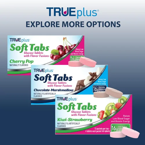 Miniatura 6 de TRUEplus Soft Tabs - Tabletas de glucosa, masticables, sabor a malvavisco de chocolate, 0.63 onzas de carbohidratos de acción rápida, sin grasa, sin