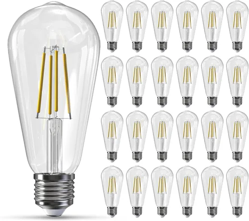 Miniatura 12 de Jensense Bombillas LED Edison E26, 60 vatios equivalentes, bombillas regulables, 2300 K, luz blanca cálida (cristal ámbar), estilo vintage