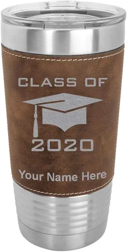 Miniatura 14 de LaserGram Vaso aislado al vacío de 20 onzas, con grabado personalizado incluido (piel sintética, estilo béisbol)
