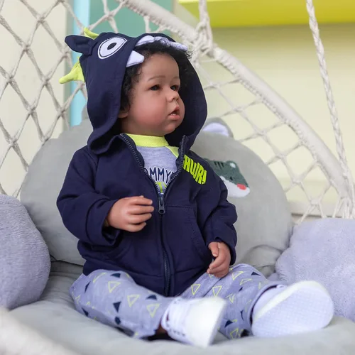 Miniatura 6 de iCradle Muñecas de bebé renacidas niño negro birracial afroamericano bebés recién nacidos realistas muñecas de bebé renacidas con cuerpo de silicona