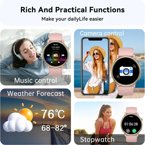 Miniatura 5 de Reloj inteligente para mujer con rastreador de ejercicio: resistente al agua, para correr, relojes digitales para hombre, responder llamadas, reloj