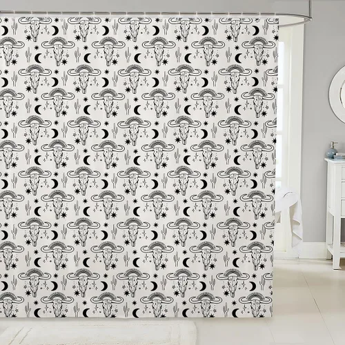 Miniatura 44 de Manfei Cortinas de ducha para niños con lazo de dibujos animados, diseño de mariquita, escarabajo, insecto, niñas, niños, cortinas impermeables