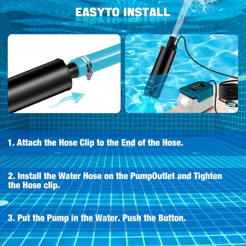 Miniatura 5 de Bomba de agua para Makita Battery 18V LXT, bomba sumergible portátil, pequeña bomba eléctrica inalámbrica de transferencia de agua de 500 GPH