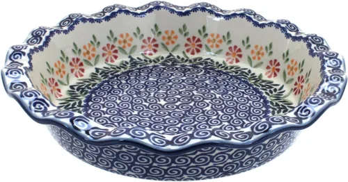 Miniatura 6 de Blue Rose Polish Pottery - Plato para pastel de margaritas azules - 10.5" de diámetro - Plato de cerámica para hornear, para pasteles, quiches