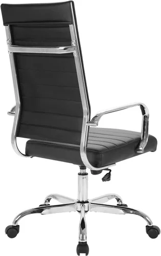Miniatura 8 de LANDSUN - Silla de oficina para el hogar, de piel acanalada, con respaldo alto, giratoria, con ruedas y apoyabrazos, acolchado suave, altura