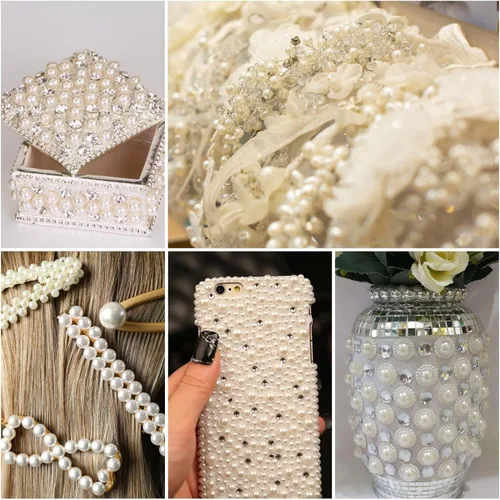 Miniatura 3 de 14 hojas de calcomanías autoadhesivas de perlas, calcomanías de perlas para el cabello, 7 tamaños 3-4-5-6-7-0.315-0.394 in, utilizadas