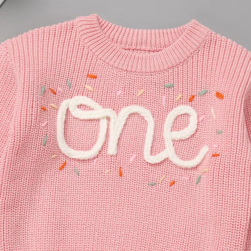 Miniatura 3 de Suéter de primer cumpleaños para bebés y niñas de un año de edad, sesión de fotos, otoño e invierno