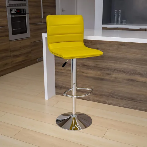Miniatura 10 de Flash Funiture silla de bar ajustable con base cromada, Vinilo, Gris