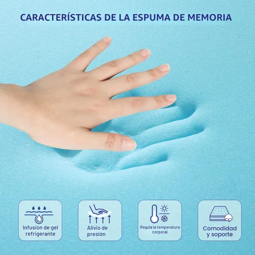 Miniatura 3 de VALUXE Cubrecolchón King de espuma viscoelástica de gel refrescante de 3 pulgadas, certificado CertiPUR-US para aliviar el dolor de espalda, ropa