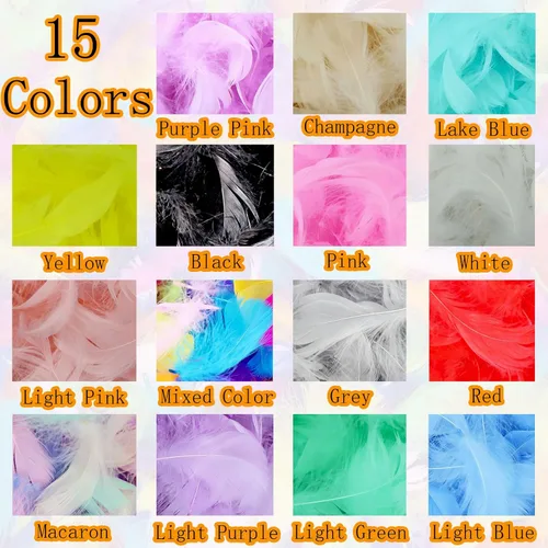 Miniatura 3 de 400 plumas negras, pequeñas plumas naturales para manualidades a granel, colores surtidos de 2.0-3.1 in, plumas de ganso para relleno de regalos