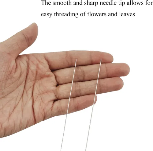 Miniatura 40 de 10 agujas Lei para fabricación de Leis, aguja de costura de ojos grandes de 4.7 pulgadas para manualidades, aguja larga de Lei para hacer flores