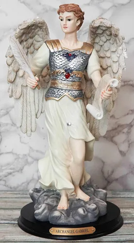Miniatura 7 de Ebros Iglesia católica ortodoxa oriental bizantina arcángel colorido San Gabriel El Mensajero de Dios Estatua con placa de nombre de latón Base