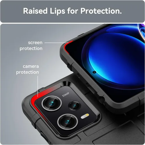 Miniatura 6 de Funda delgada para Xiaomi Poco X5 Pro, funda para Redmi Note 12 Pro 5G, resistente funda protectora con grado militar a prueba de golpes y Negro