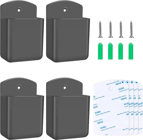 Miniatura 11 de Soporte de Control Remoto Ajustable de 3 Ranuras con Montaje en Pared, Organizador Adhesivo para Control de TV con Fondo Hueco para Carga, Soporte