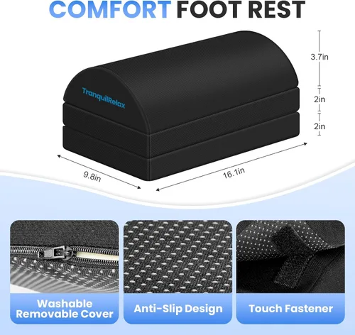Miniatura 3 de TranquilRelax Reposapiés para debajo del escritorio en el trabajo, accesorios de juegos, taburete con 3 alturas ajustables y funda lavable, cómodos