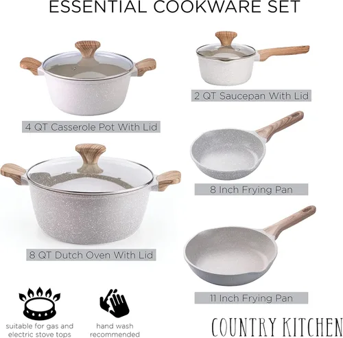 Miniatura 2 de Country Kitchen Juego de utensilios de cocina de aluminio fundido antiadherente, utensilios de cocina duraderos para cocinar todos los días, crema